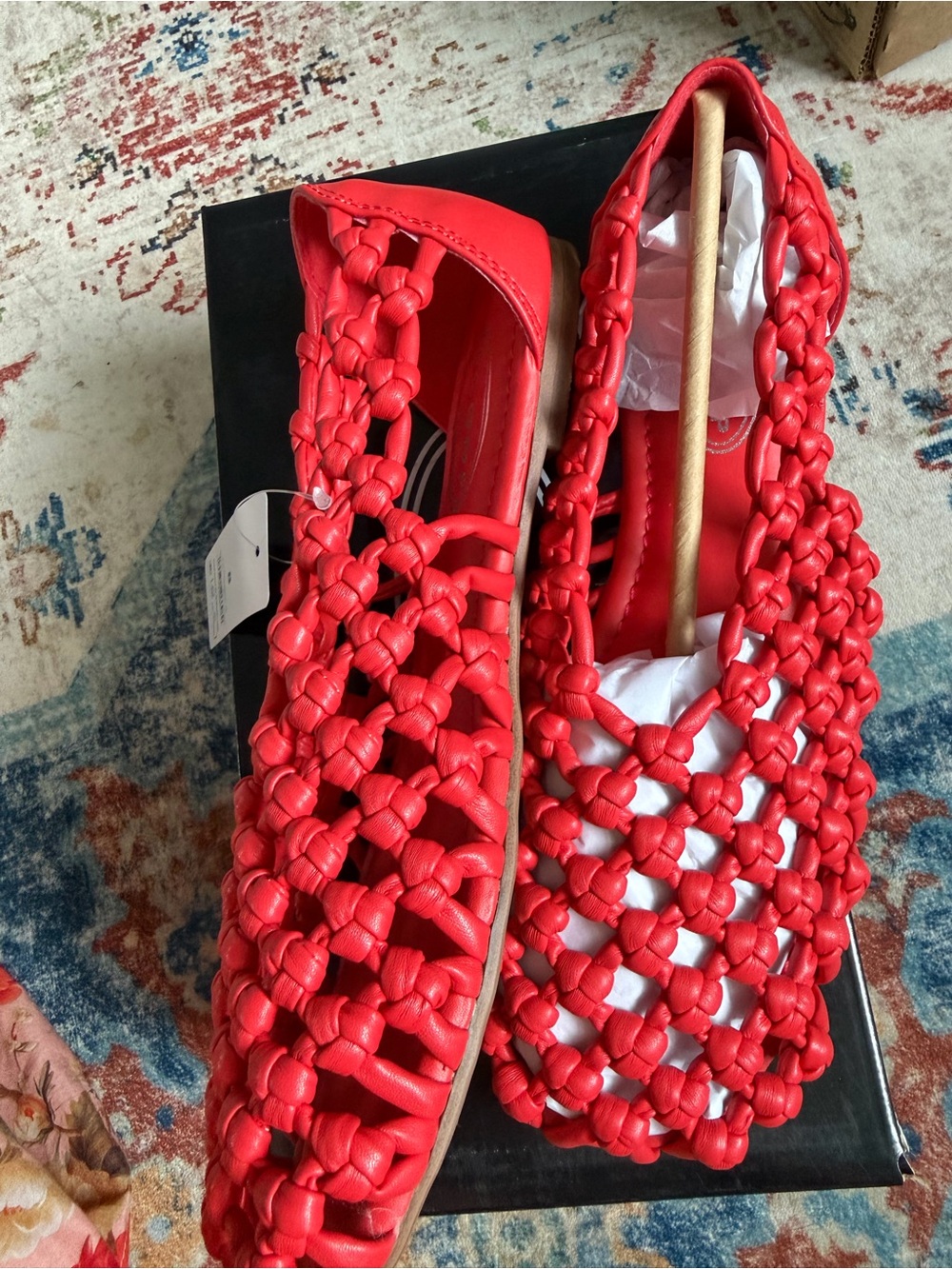 Scoop Women's Red Woven Slip-On Flats - Picture 2 of 3